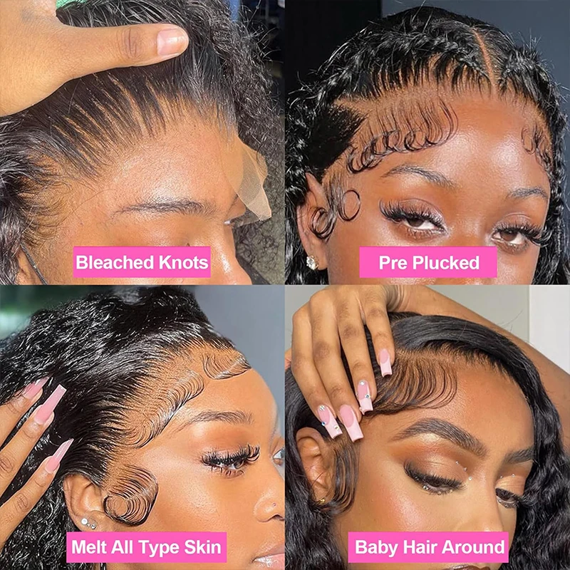 شعر مستعار ريمي مموج بعمق للنساء ، دانتيل أمامي 13 × 4 ، مجعد بالماء ، كثافة ، شعر مستعار بدانتيل أمامي 13 × 6 ، ماليزيا