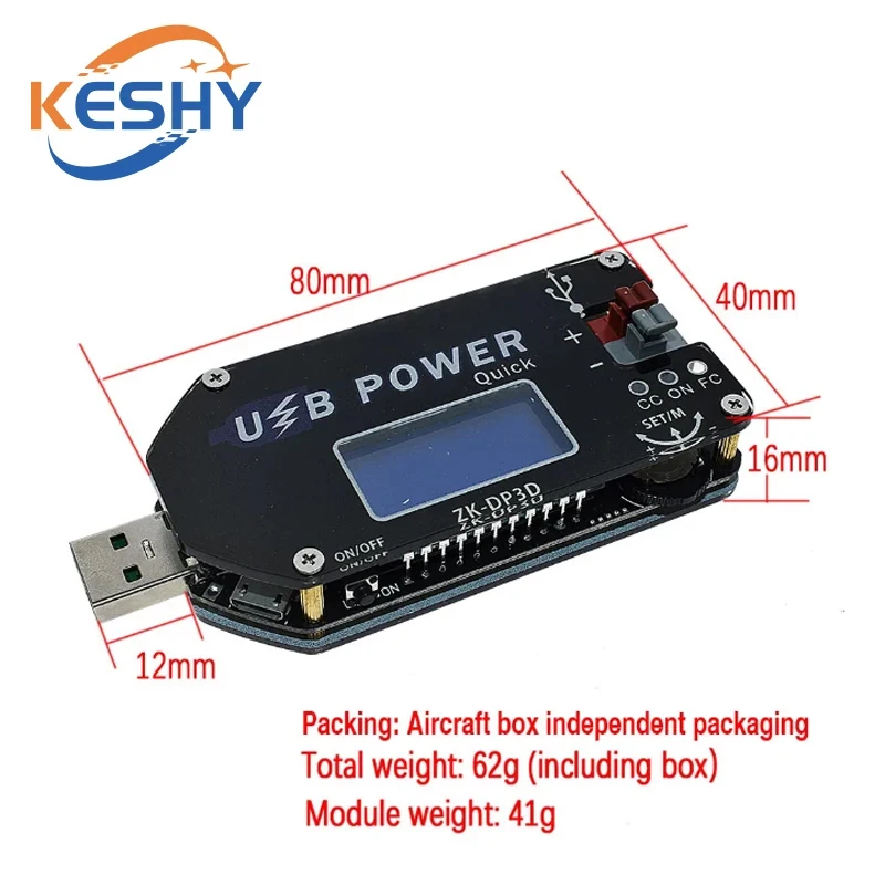ZK-DP3D CNC USB TYEPE-C DC DC Converter CC CV 1-30V 2A 15W Moduł zasilania Regulowany zasilacz regulowany QC2.0 3.0 AFC — zdjęcie produktu 5