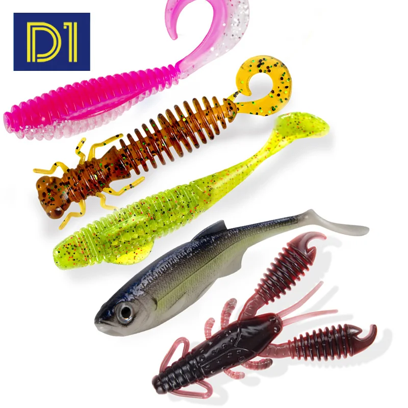 

D1 Silicone Larva Lures Fishing Soft Baits Trout Bass Pike 2022 Crayfish Artificial Bionnic Wobblers for Freshwater