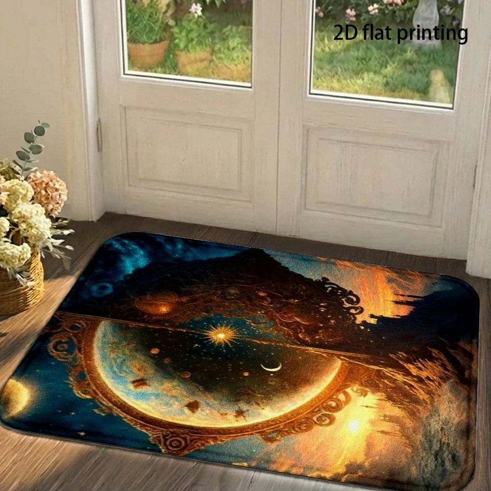Galaxy Space Bath Mat Starry Sky Planet Floor Mat Non Slip Bathroom Rug Soft Carpet Welcome Mats for Front Door Home Decor
