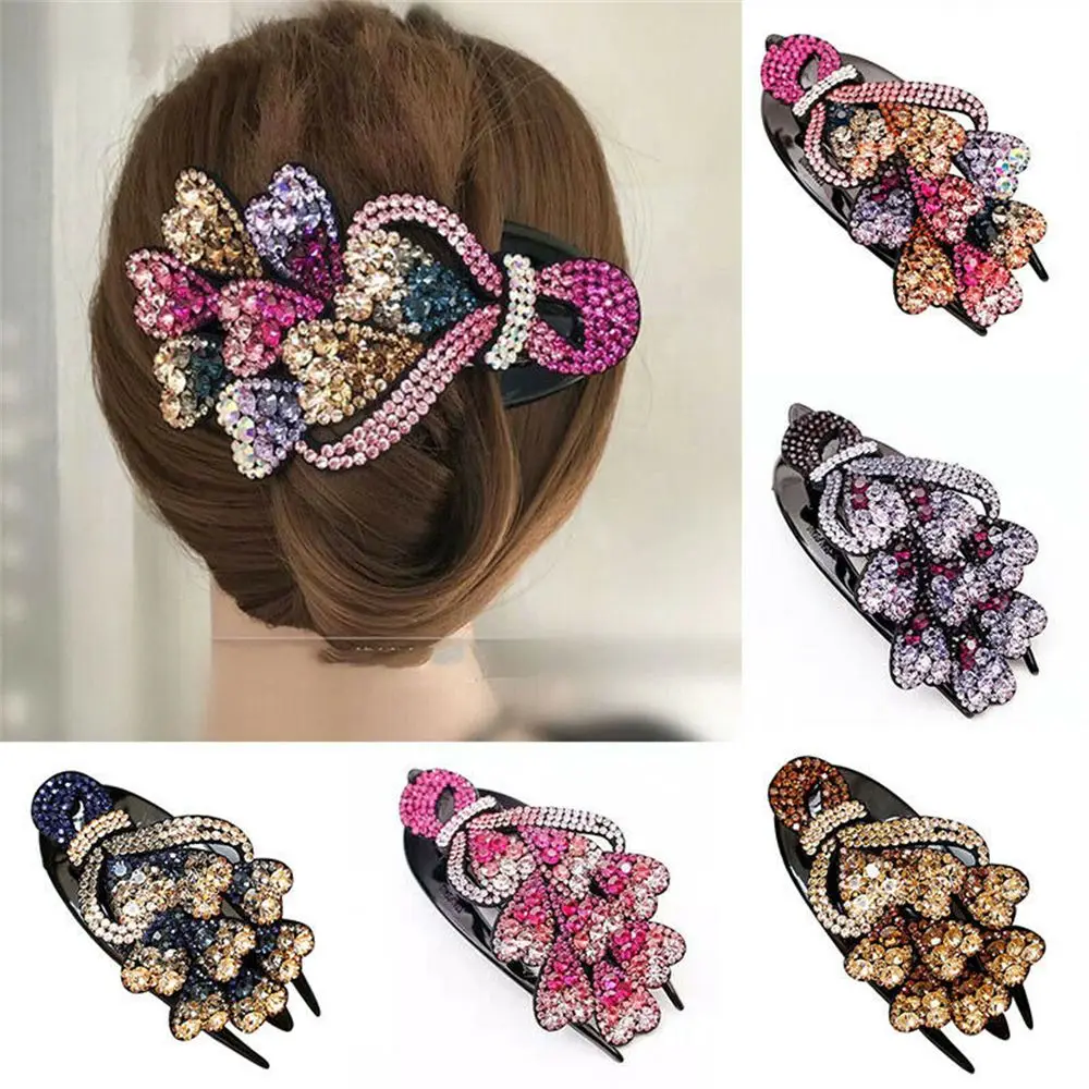 Moda strass fiore tornante donne grandi capelli artiglio rettangolo fermagli per capelli tornante fiori accessori per capelli strumenti per lo