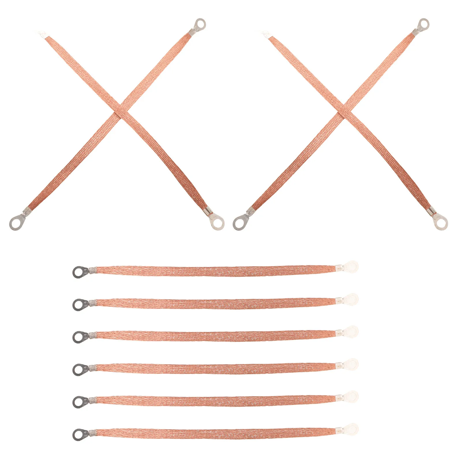 10Pcs Automotive Grounding Strap Copper Braid M8 Hole 12 Inch Car Truck Ground Cable Engine Maintenance Grounding Strap Kit