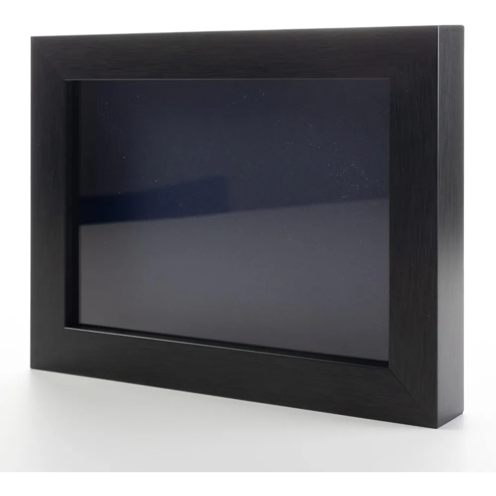 Marco grande de caja de sombras de 30x30 con respaldo sin ácido azul marino, acrílico UV y herrajes para colgar para exhibición de 3/4"