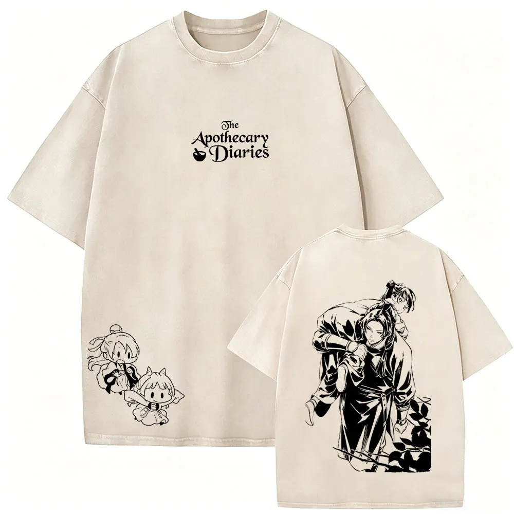 Washed Vintage Anime The Apothecary Diaries Maomao Merch T-shirt Men Women Manga Harajuku T Shirt Men's Retro Oversized T-shirts