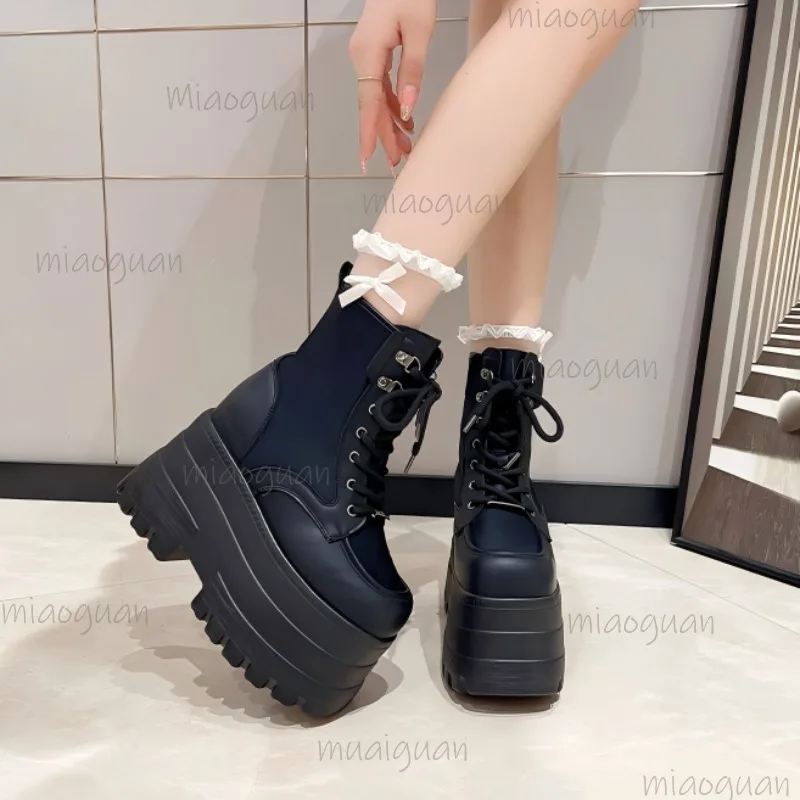 Super High Platform Ankle Boots for Women Punk Thick Bottom Shoes Height Increasing Women's Boots Autumn Botines Bottes Femmes - view 2