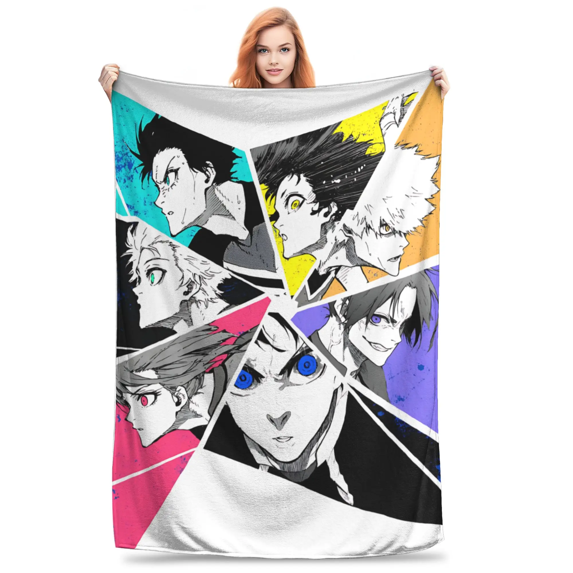 1PC Blue Lock Football Anime  home room decorations Winter Blankets for Adults Bedding Home Interior Sofa Knee
