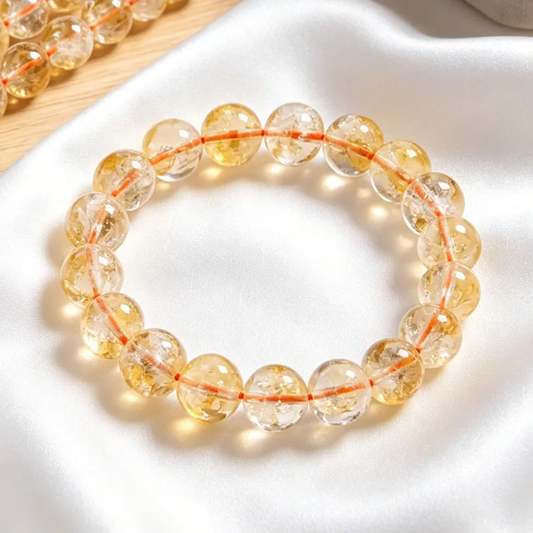 NATURAL STONE CITRINE BRACELET 7MM 8MM 9MM 10MM YELLOW ROUND CRYSTAL BEAD BRACELETS BRING PROSPERITY ABUNDANCE HEALING JEWELRY