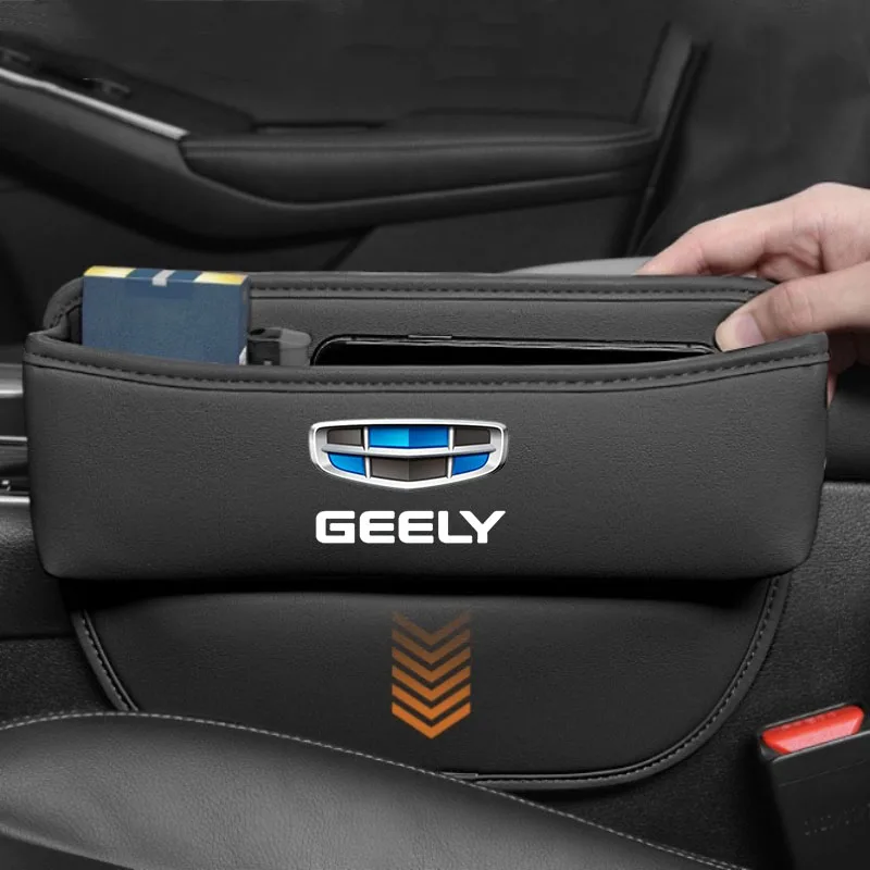 Caja de almacenamiento de cuero para asiento de coche, organizador con ranura para hendidura para GEELY GC6 GC9 EMGRAND EC7 EC8 CK ATLAS, accesorios para automóviles