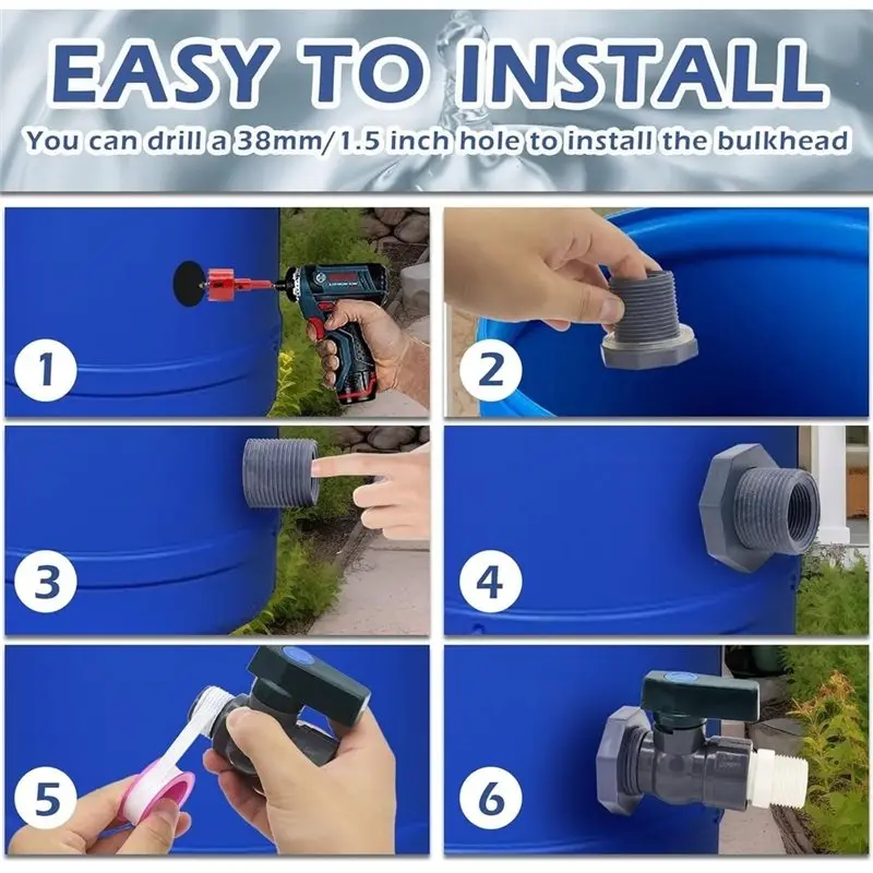 [HOT!A34R】 Rain Diverter Kit 1Set, 3/4 Inch Rain Depart Drop Valve, Rain Spigot Kit Including Bulkhead Fitting Adapter