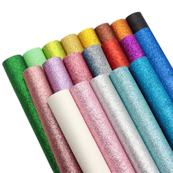 Shimmer Fine Glitter Faux Leather Sheets Solid Color Synthetic Leather Fabric Roll for Earrings Hair Bows Pouches Bags