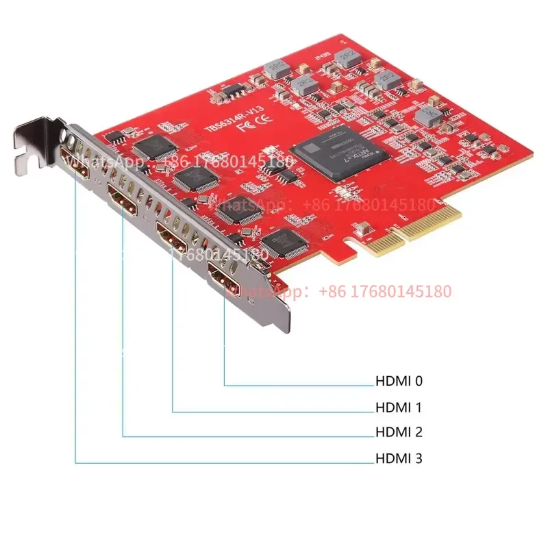Suitable for video capture card box PCIe X4 4 channel high definition 1080p60 HDCP 1.4 Vmix/OBS streaming Win10/Linux live