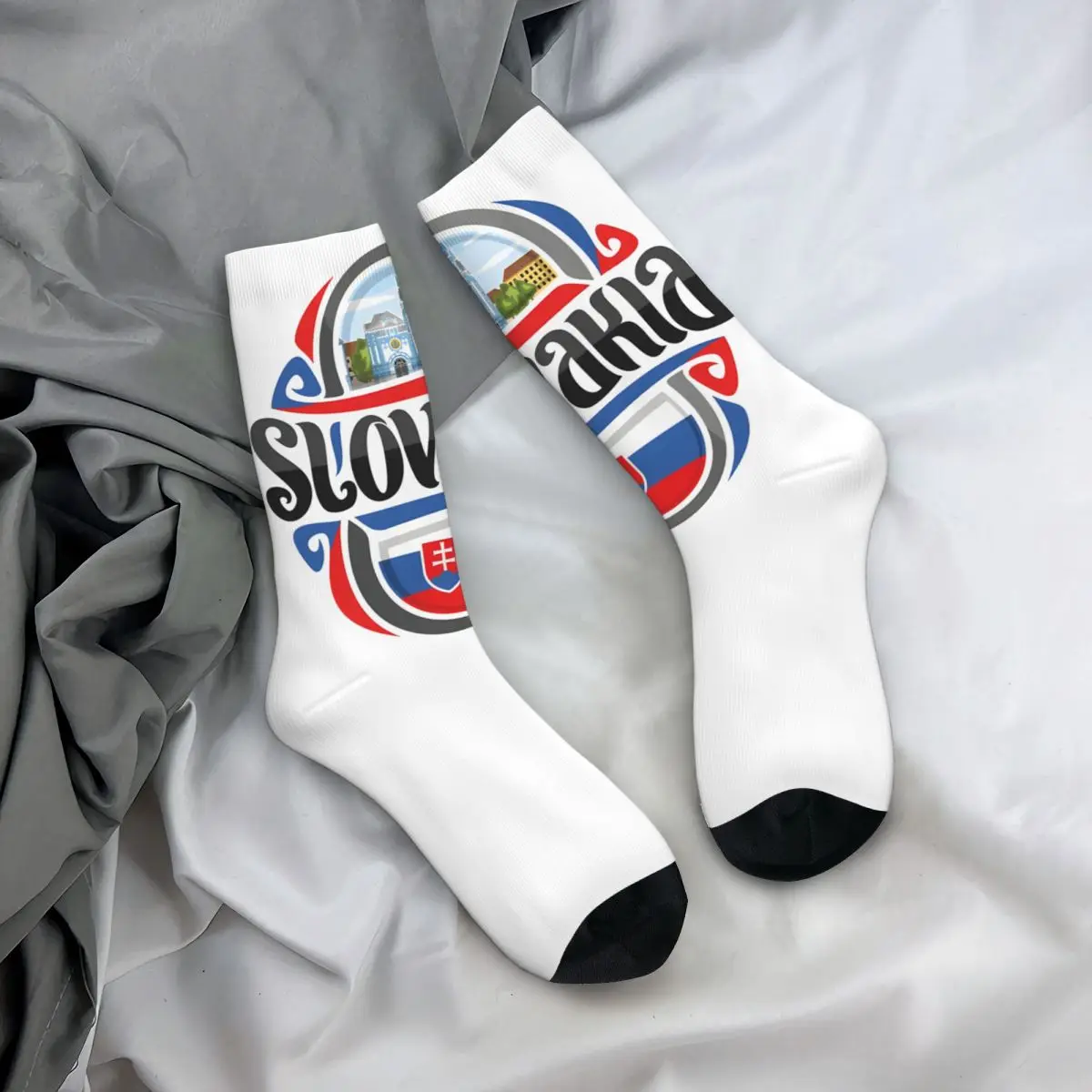 Retro Slovakia Sticker Men's compression Socks Unisex Europe Harajuku Pattern Printed Novelty Crew Sock