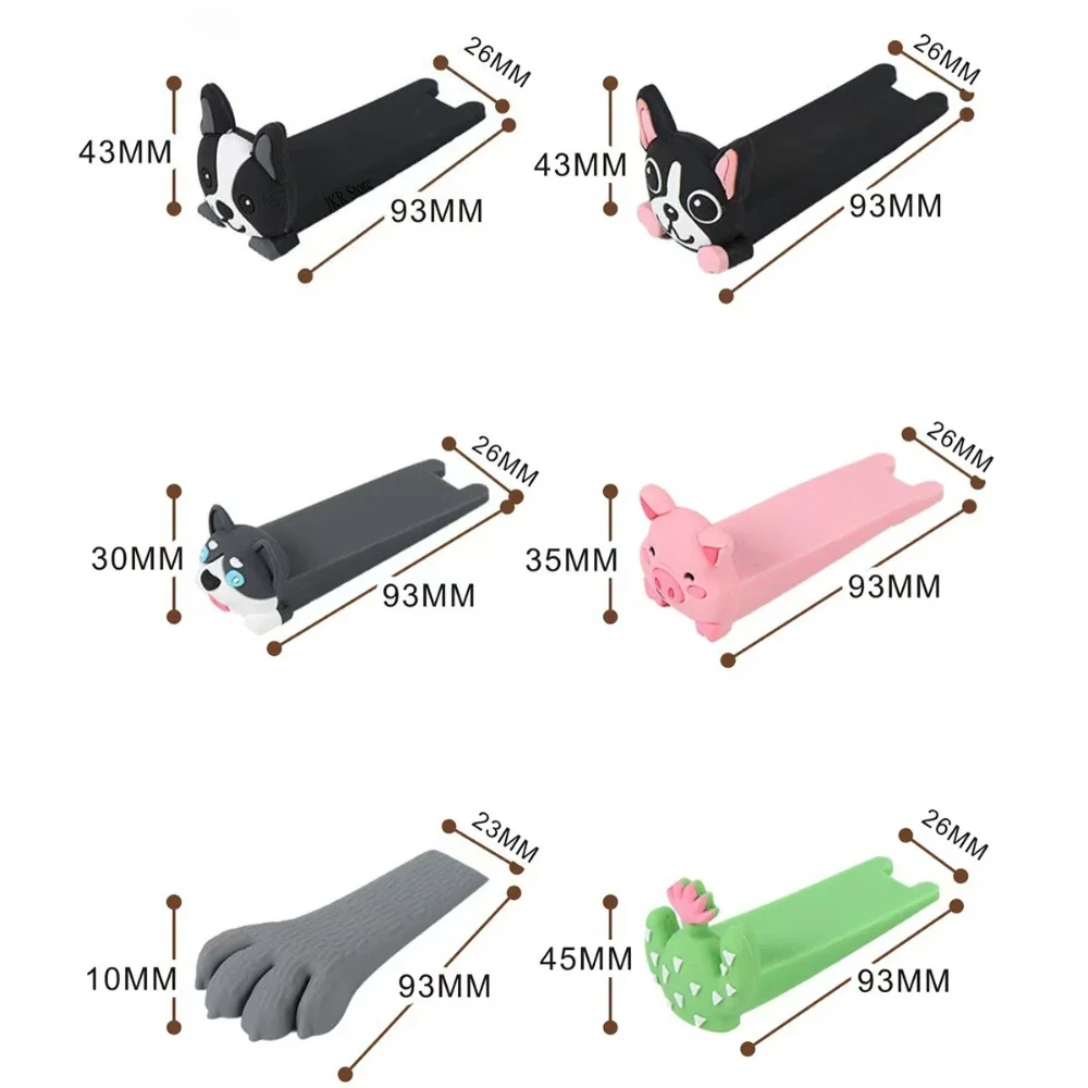 Door Stopper Reusable Silicone Cartoon Design Non Slip Wedge Shape for Home Offices Door Protections Shock Absorbing Door stops