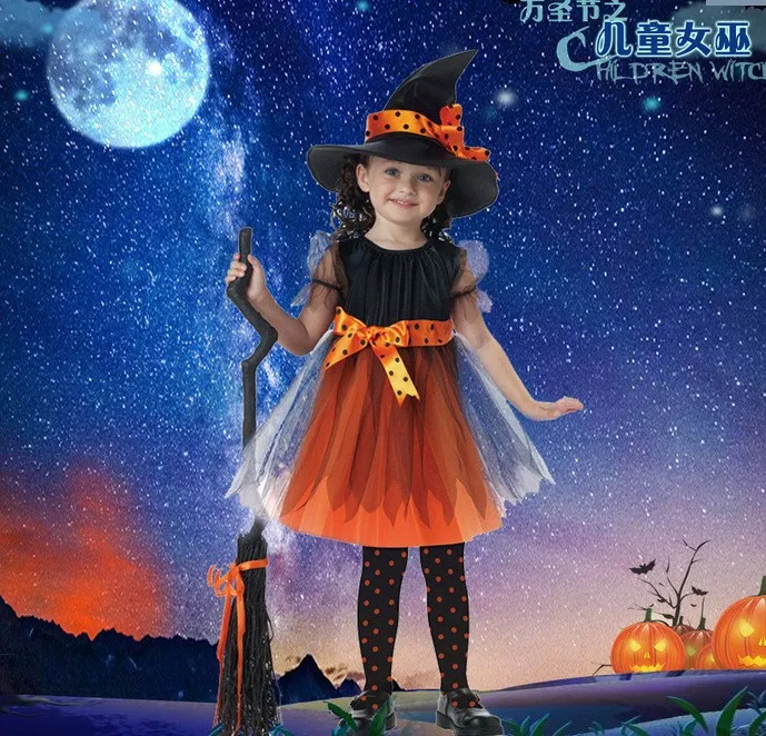 Halloween Mädchen Hexen- und Fledermaus-Kostüm-Set, verschiedene Stile, Tüll-Kostüm mit Hut und Stirnband, Kinder-Partykleidung – Detail 11