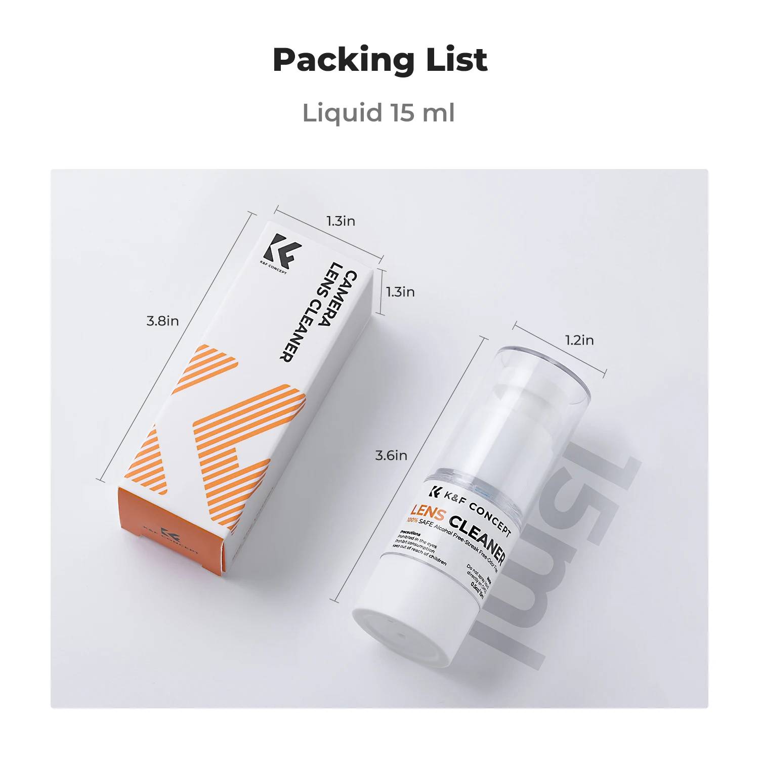 K&F Concept 15 мл профессиональная чистящая жидкость для цифровой зеркальной камеры для объектива, ноутбука, сотового телефона, очков, часов, CCD/CMOS, чистящая жидкость