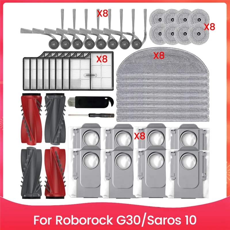 

WORTHOWN-для Roborock G30 Saros 10, аксессуары для пылесоса, запасные части, основная щетка, боковая щетка, фильтр, швабра, тканевый мешок для пыли