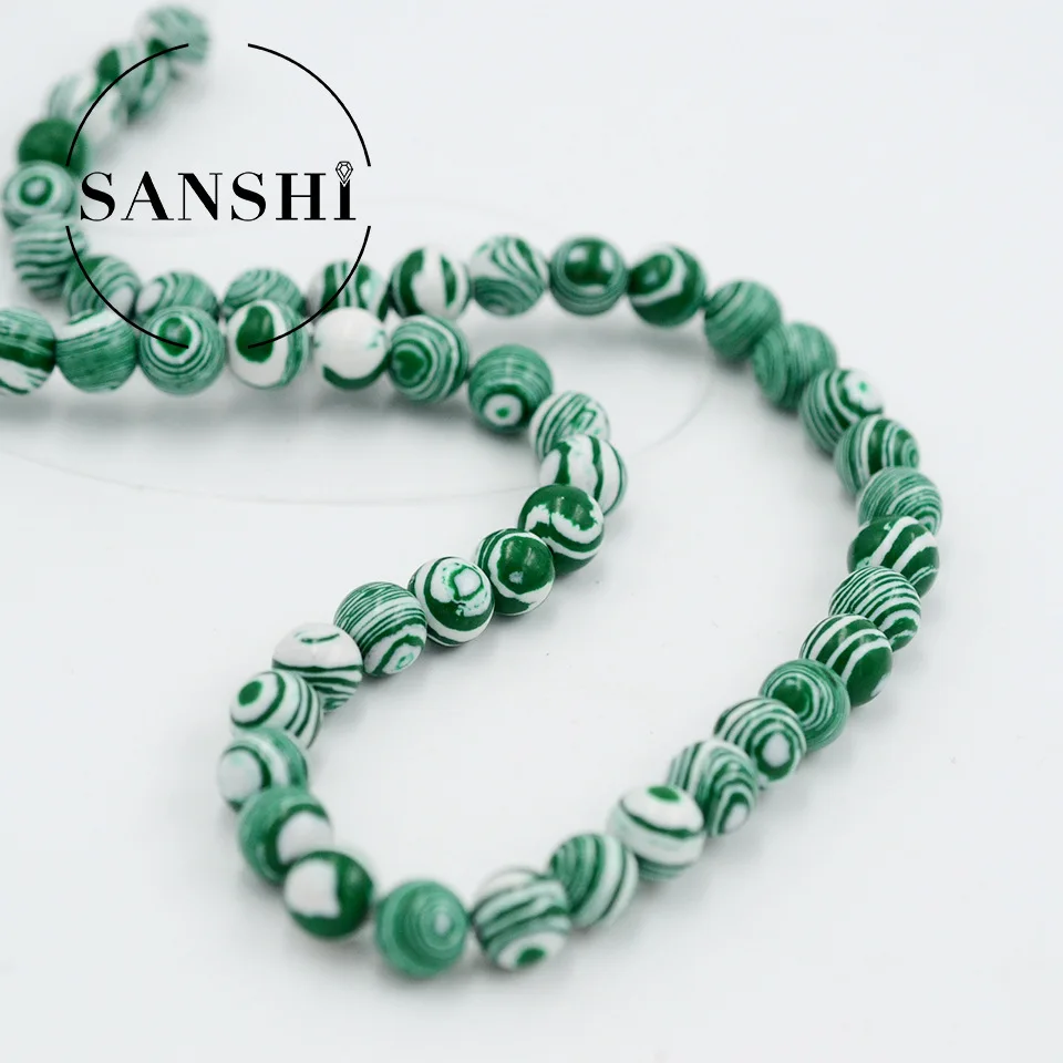 Synthetic Green Malachite Round Loose Stone Beads For DIY Bracelet Necklace Jewelry Accessories 4/6/8/10/12mm DIY Beads