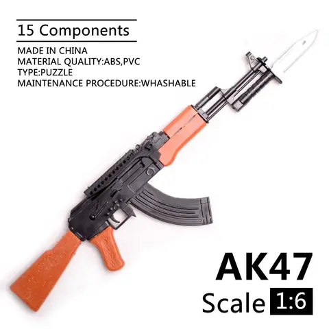 1/6 Scale AK47 Rifle Toy Plastic Gun Model Assembly 4D Puzzles Building Bricks Gun Soldier Weapon for 12" Action Figures