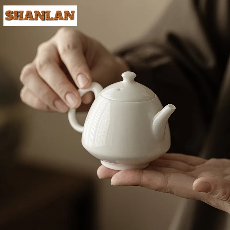Tetera de porcelana de Jade para grasa de oveja, tetera infusora de té hecha a mano, tetera para el hogar con filtro, suministros Cha, adornos, vasos