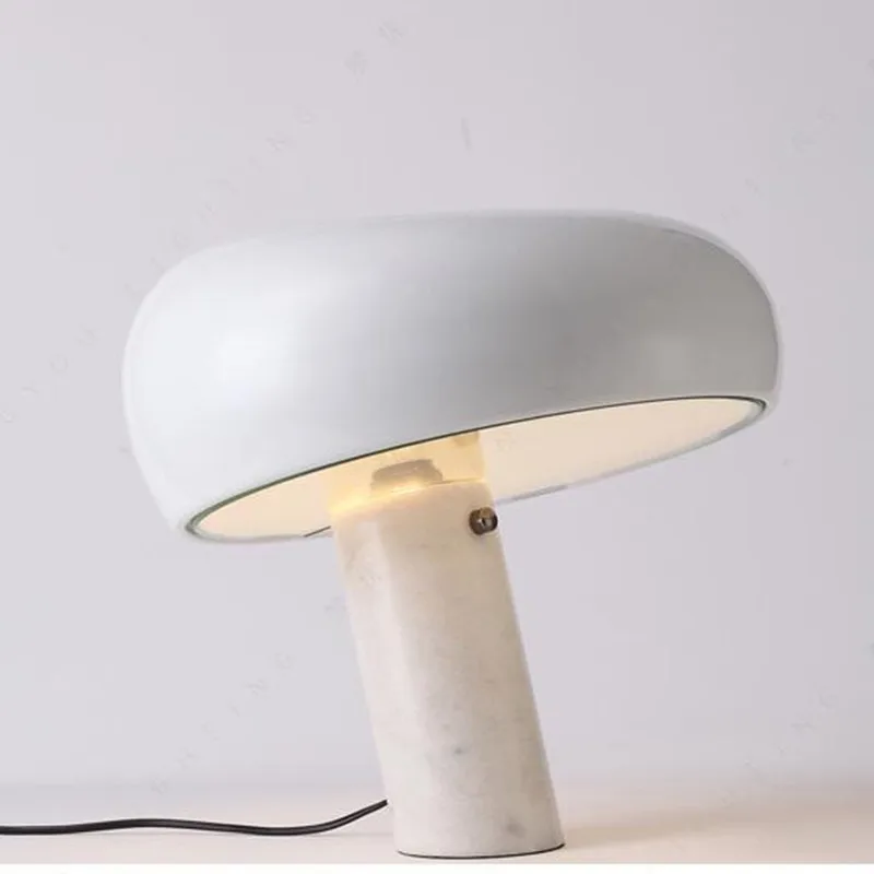 

Mushroom Table Lamp Marble Kid Study LED Desk Light Household Black Bedside Living Bedroom Decor Cute Italian Snoopy Night Light