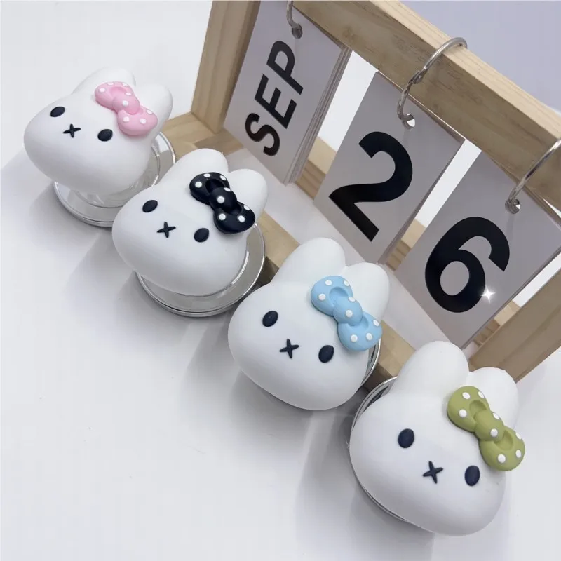 Cute White Bunny Magnetic Phone Holder Grip Tok Kawaii Rabbit Bow For Magsafe Foldable Stand For iPhone 18 17 16 Samsung Girls