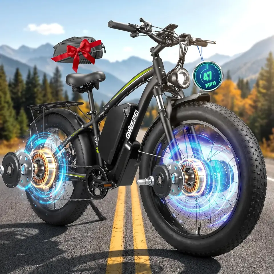 Peak 9000W Dual Motor Ebike Max 47MPH Electric Bike for Adults 52V 34AH Battery 105 Miles Range 24 Inch Fat Tire Fast Electric B image 1