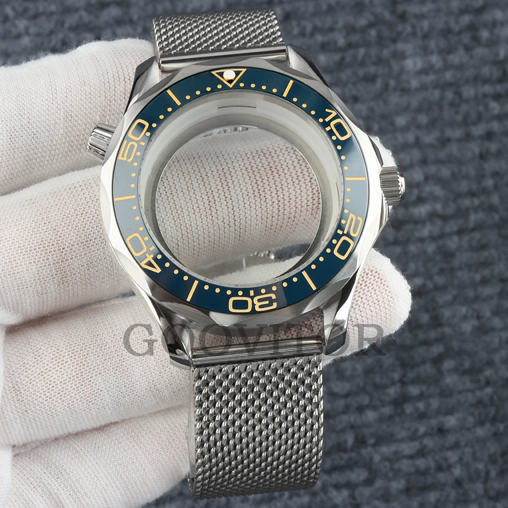 41mm NH35 Uhrengehäuse mit Mesh-Armband, wasserdicht, für NH35 NH36 Uhrwerk, 31mm Zifferblatt, Edelstahl Seamaster 300 Uhrengehäuse – Detail 10