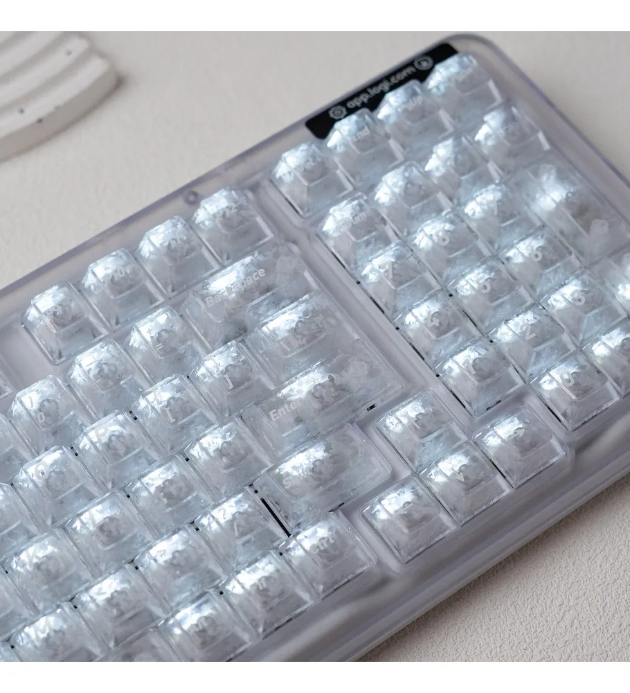 Carbon fiber white ice carbon pattern keycap original high light transmission ev63 keyboard side engraved wootingAce68 keycap