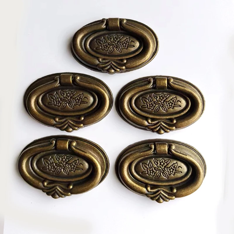 retro rustico shaky drop rings furniture knobs bronze drawer shoe cabinet knobs pulls antique brass handles