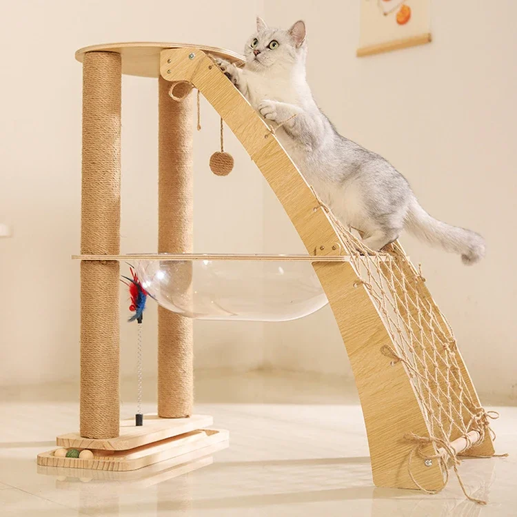 Cat Climber,Modern Style Luxury Simulation Bed High Grade Wooden Outdoor Cat Climbing Frame For Multiple Tree