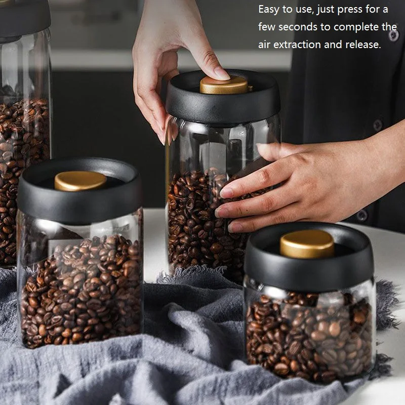 New Bean Coffee Storage Container Vacuum Seal Container Coffee Bean Storage Sealed Container  KFSN01