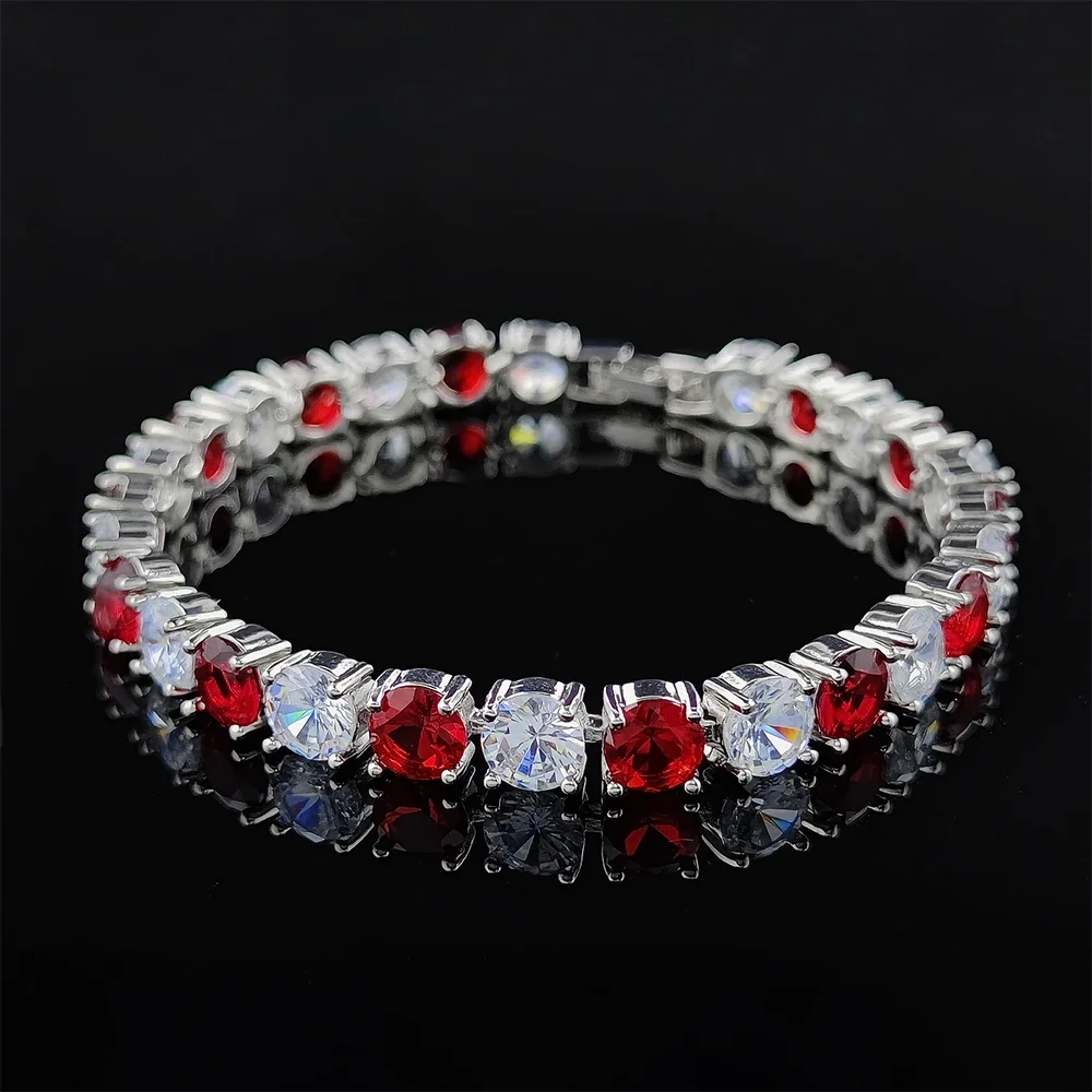 Moonso Trendy Luxury 6mm Cz 18cm Length Luxury Red Black Tennis Bracelet Bangle for Women Wedding Gift Jewelry Wholesale S6922