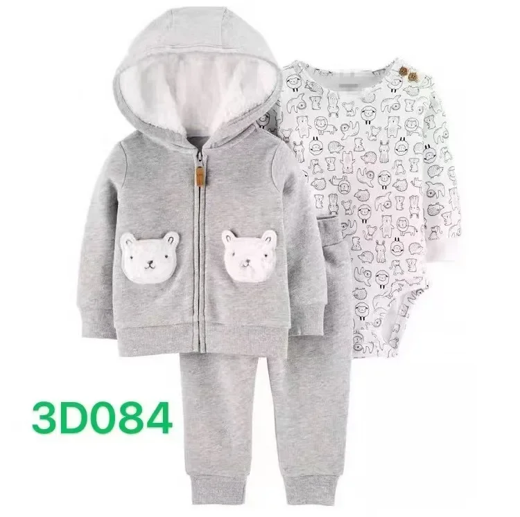 Ircomll Baby Clothes Set for Newborns Toddler Girl Boy Clothes Hooded Vest Trousers + Bodysuits 3pcs Child sets Infant Outfits