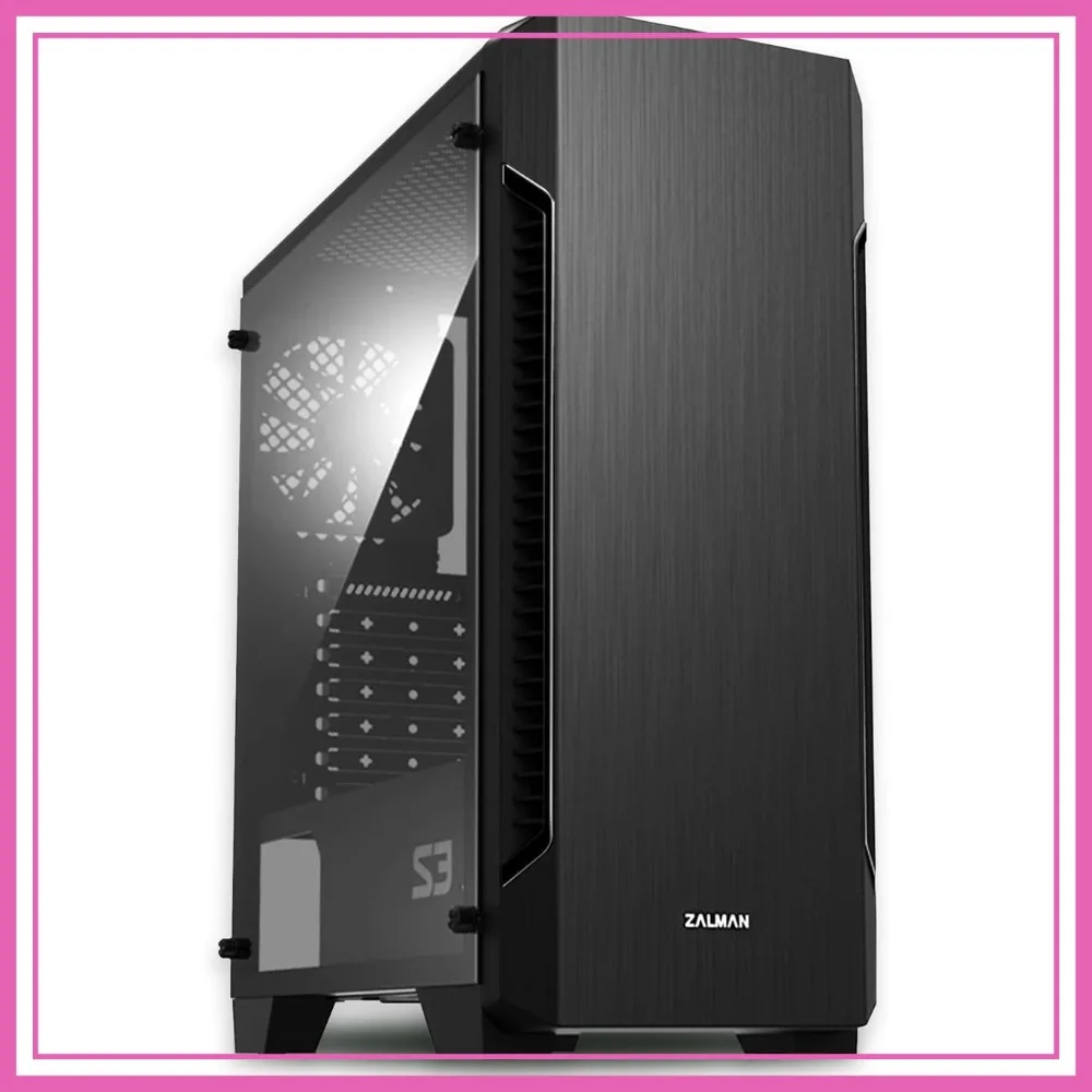 

ATX Mid-Tower PC Case with Full Acrylic Side Panel, 3x 120mm Fans Pre-Installed, Black