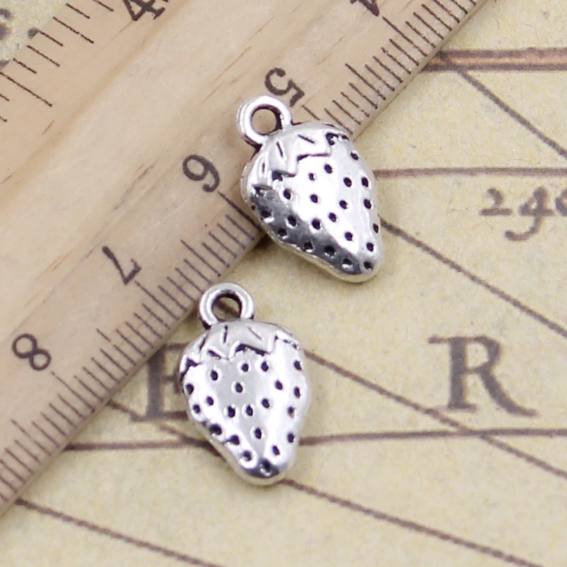 20 sztuk Charms dwustronny truskawka 17x10mm tybetański srebrny kolor wisiorki antyczna biżuteria Making DIY Handmade Craft — zdjęcie 2