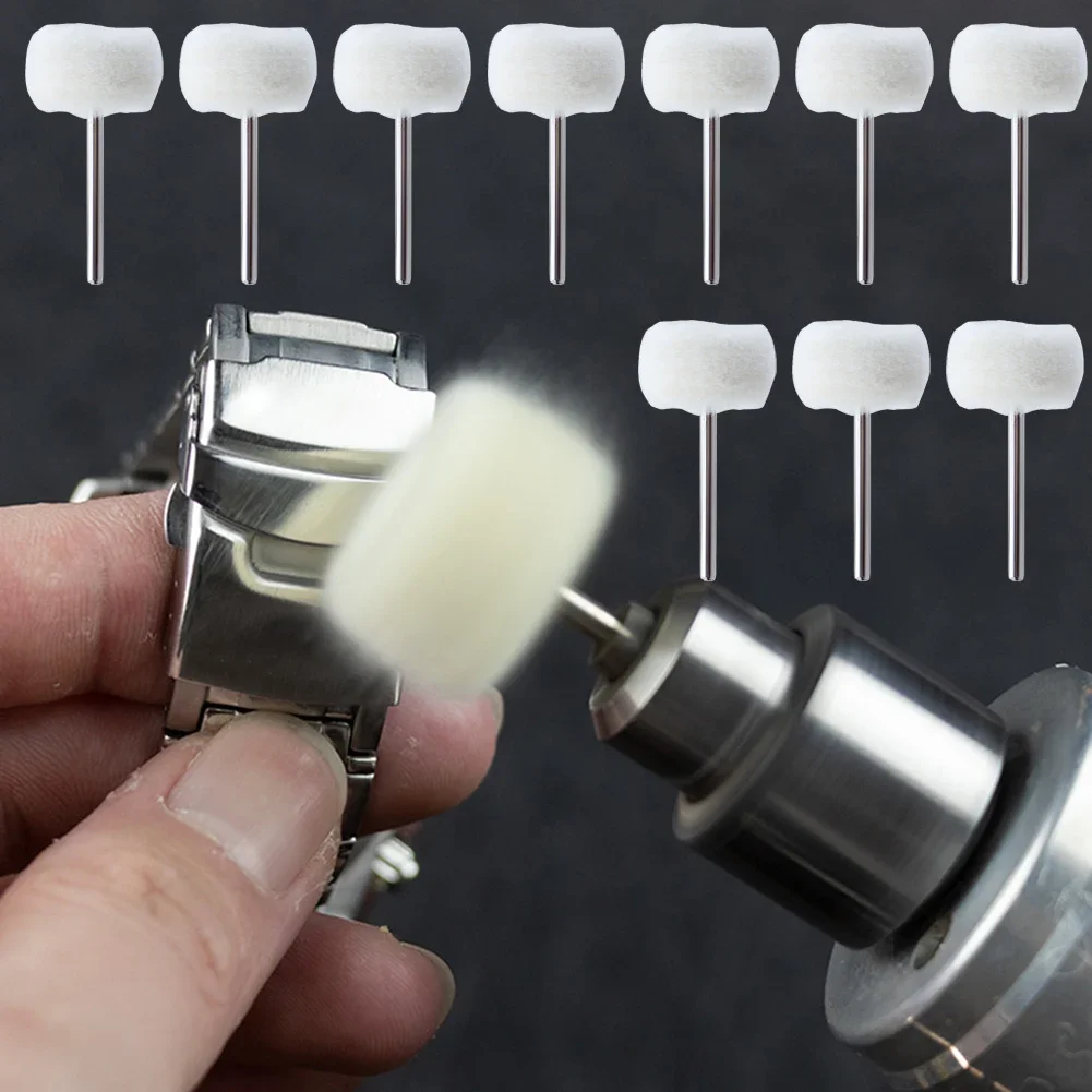 1-10pcs 3mm Felt บดหัวขัดมินิแปรงขัดด้ายฝ้ายสําหรับหยกขัด Buffing ล้อ Shank