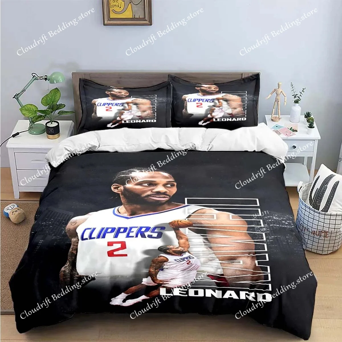 

Fashion No2 Basketball Star K-Kawhi L-Leonard Print Bedding Sets Bed Supplies Set Duvet Cover Bed Comforter Set Bedding Set Gift