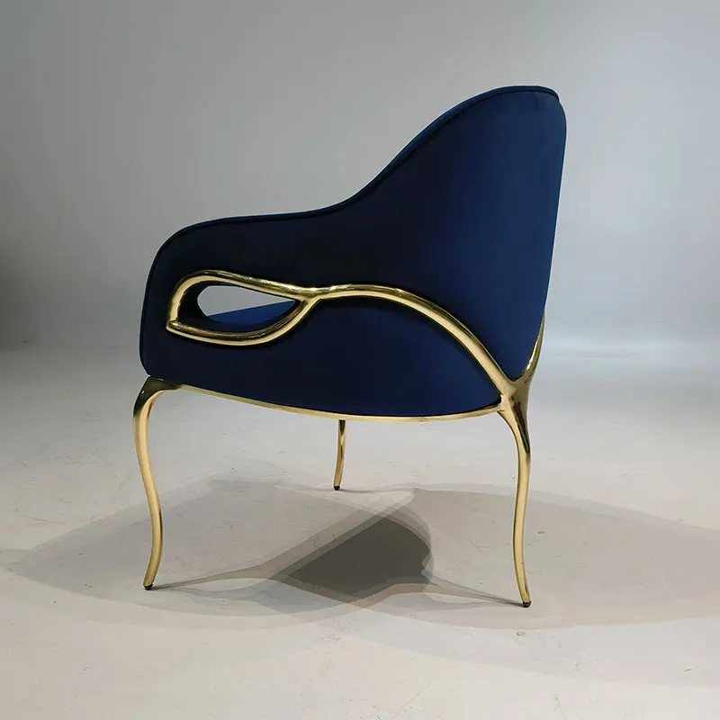 

Light luxury pure copper dining chair, simple modern high-end designer book chair, backrest art leisure chair