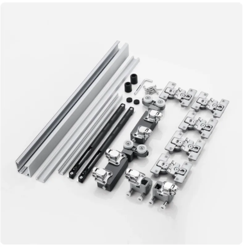 Folding Sliding Door Hanging Track Hardware Kit Roller Rail for Wardrobe Japanese Cloakroom Cabinet Door