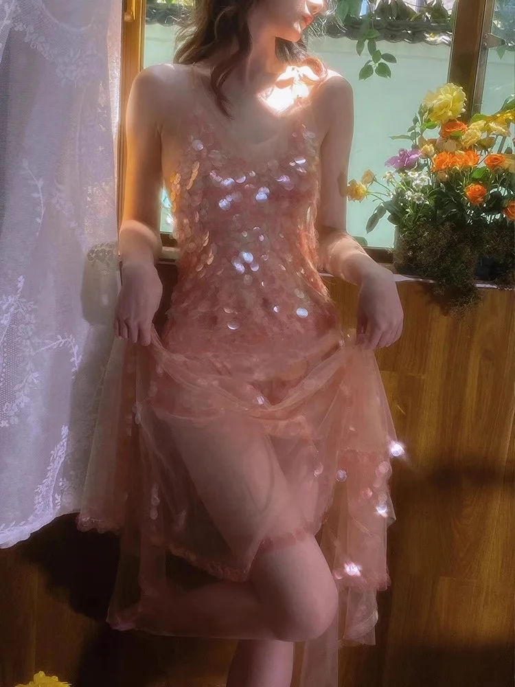 

Exquisite Sexy Strapl Evening Dr Hollow out Beaded mid Waist Slim Fit mid Length Skirt for Engagement Par Wedding