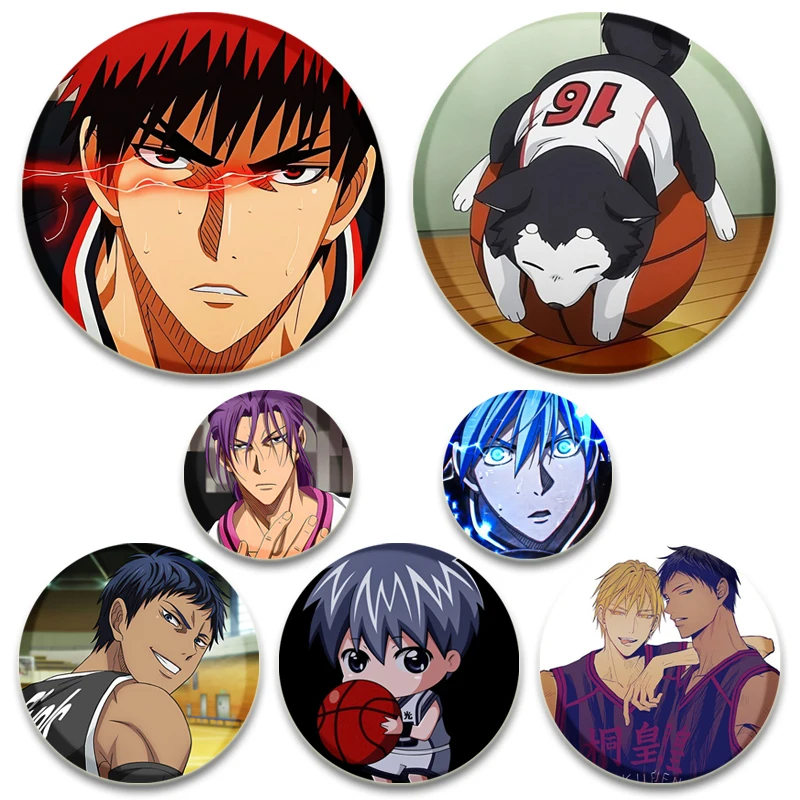 Anime Kuroko\'s Basketball Kuroko Tetsuya Aomine Badges Akashi Kagami Murasakibara Pins Icons Brooches Handmade Gifts 32/44/58mm