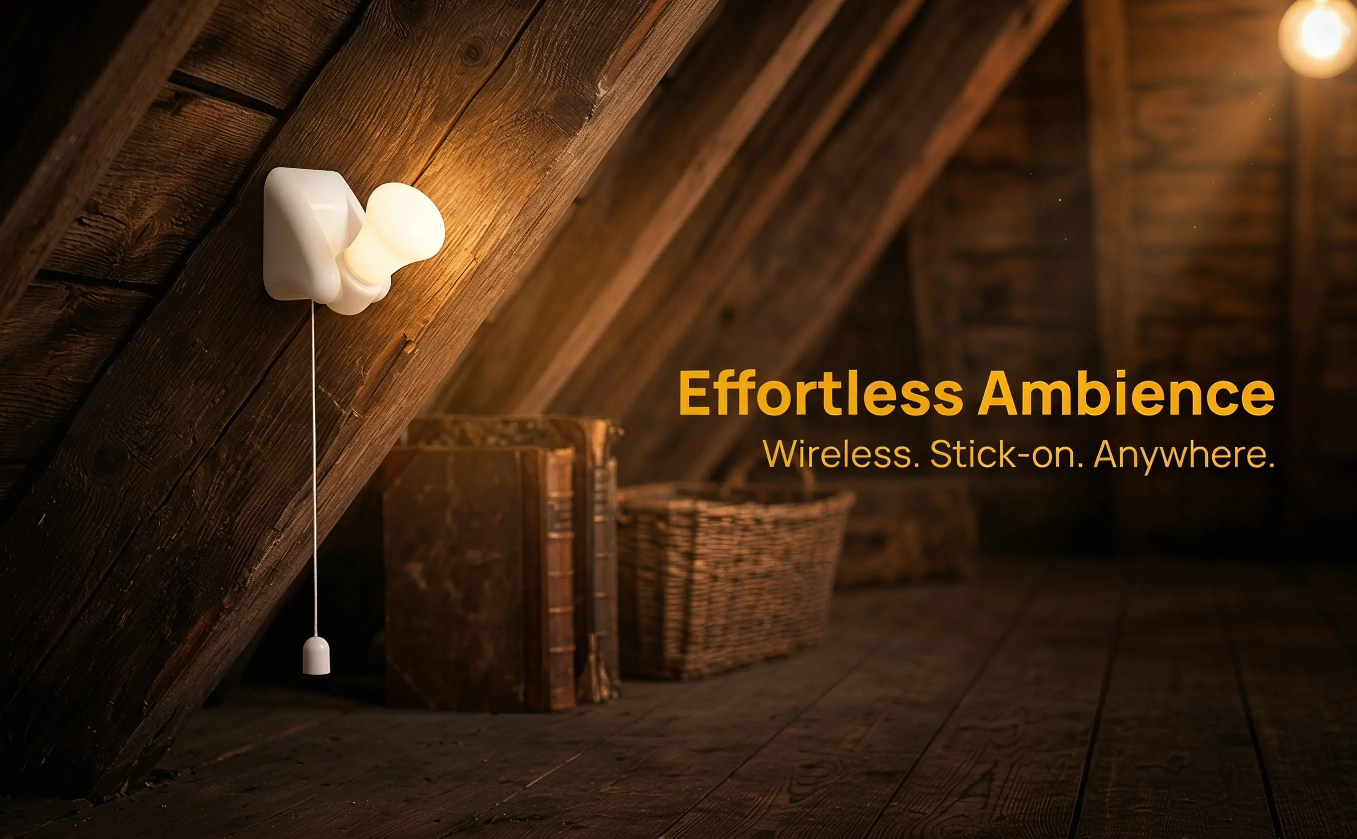 Portable LED Bulb Lamp with Battery Power, Self-Adhesive Back for Wardrobe, Closet, Garage, Bedroom, Hallway, Camping