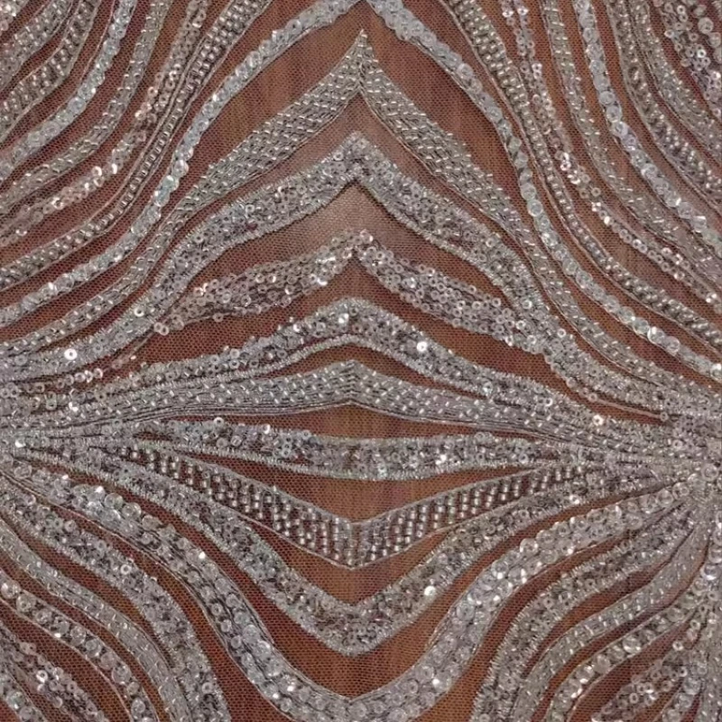 

Beaded Sequin Embroidered Lace Mesh Fabric for DIY Sewing Wedding Dress Garment Accessories Clothing Fashion Material Cloth