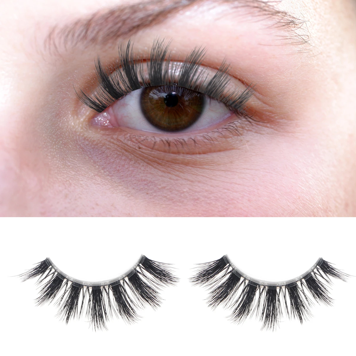 

1pc Self Adhesive False Eyelashes Strip Natural Long Thick lashes for Party Wedding DailyUse Artificial Eyelash Extension Tool