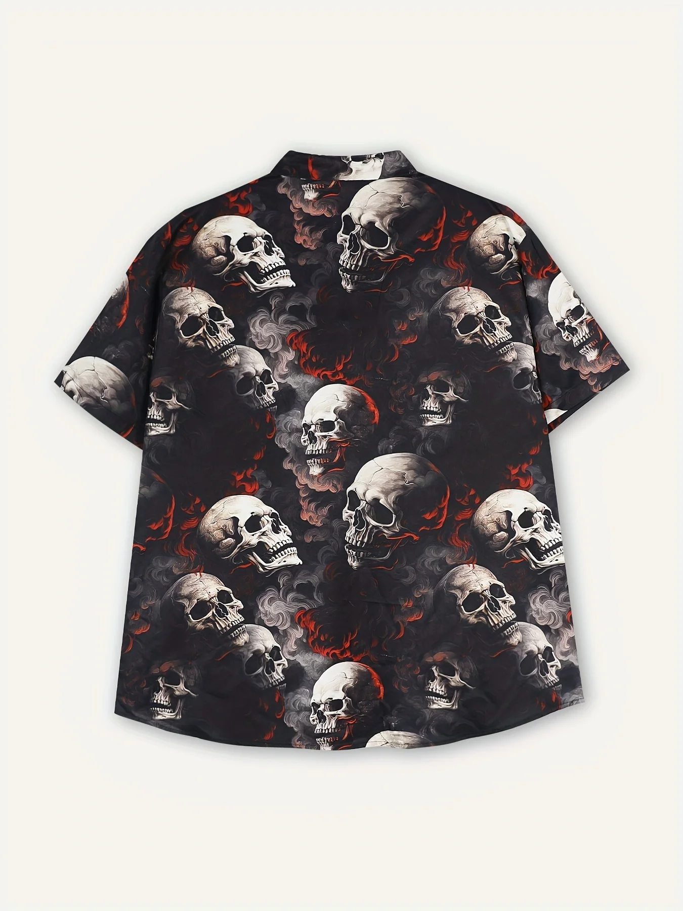 Men\'s Short-Sleeved Shirt Vintage Horror Skull Print Everyday Casual Street Trend Party Wear With Men Oversized Shirt Tops S-5XL