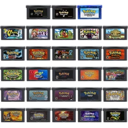 Pokemon Video Game Console Card, Cartucho de Jogos GBA, Pinball Ultravioleta, Kaizo Esmeralda, Sienna Vermelho Radical, Presente para Fãs, 32 Bit