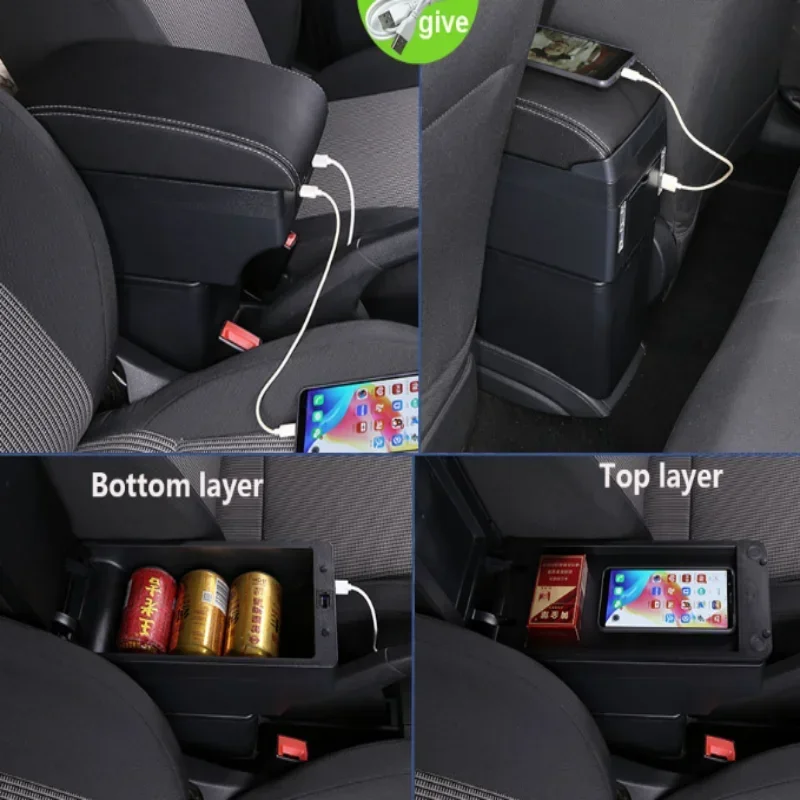 New Storage Box For Renault Clio 4 Armrest For Renault Captur Clio 3 III IV Armrest box Car accessories Storage box cup holder