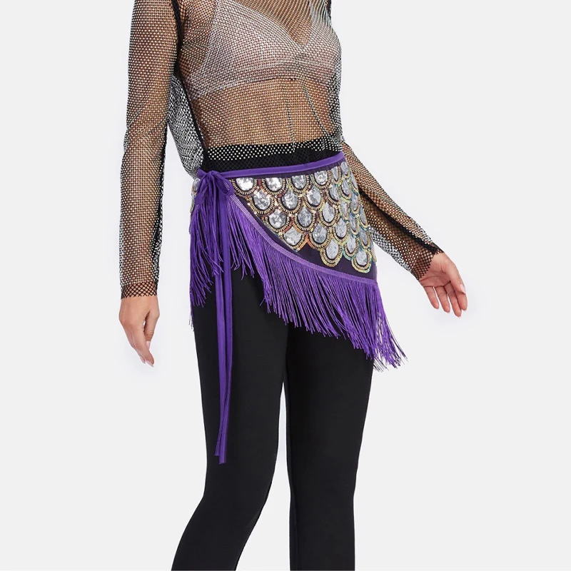 New Belly Dance Waist Chain Adult Fringe Sequin Indian Wear Belt Hip Scarves Scarf Oriental Costumes Women Belly Dance Clothing