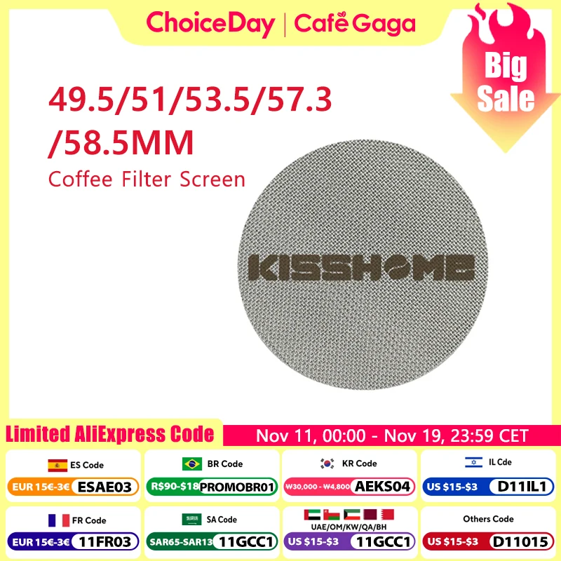 KISSHOME Espresso Puck Screen 51mm 53.5mm 58.5mm 57.3mm Filter Mesh Portafilter Barista Tools Coffee Machine Accessories