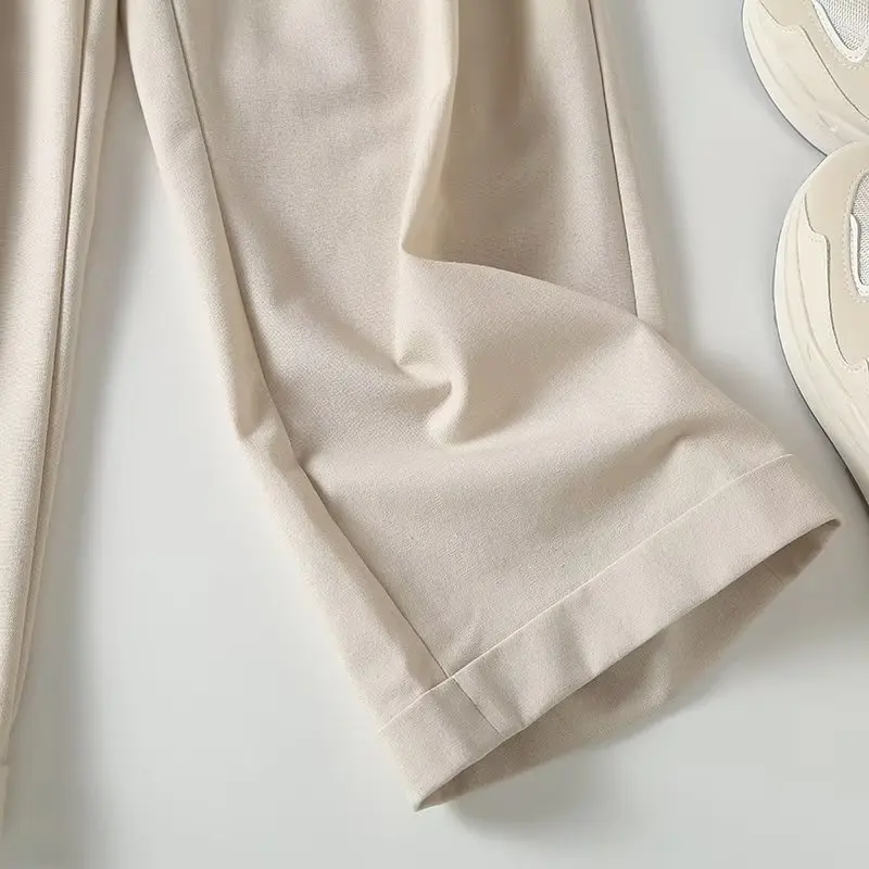 Maxdutti Japanese Style Simple Trousers Ladies Multi-Color Pleated Loose Casual Pants High Waist Cotton Linen Commuter